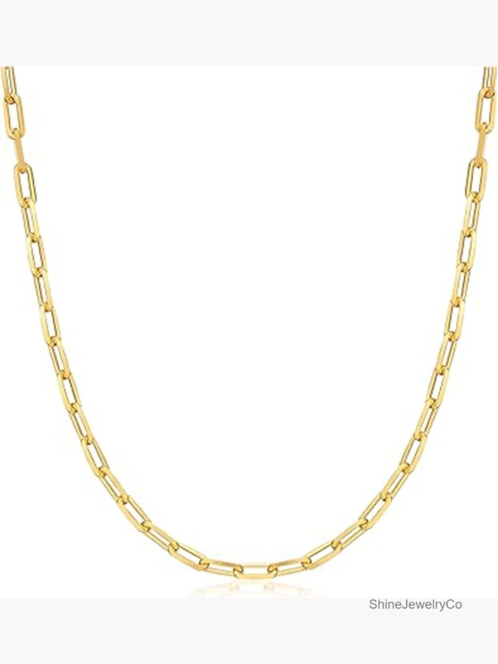 18K Gold Plated Paperclip Chain Necklace 4MM - Waterproof